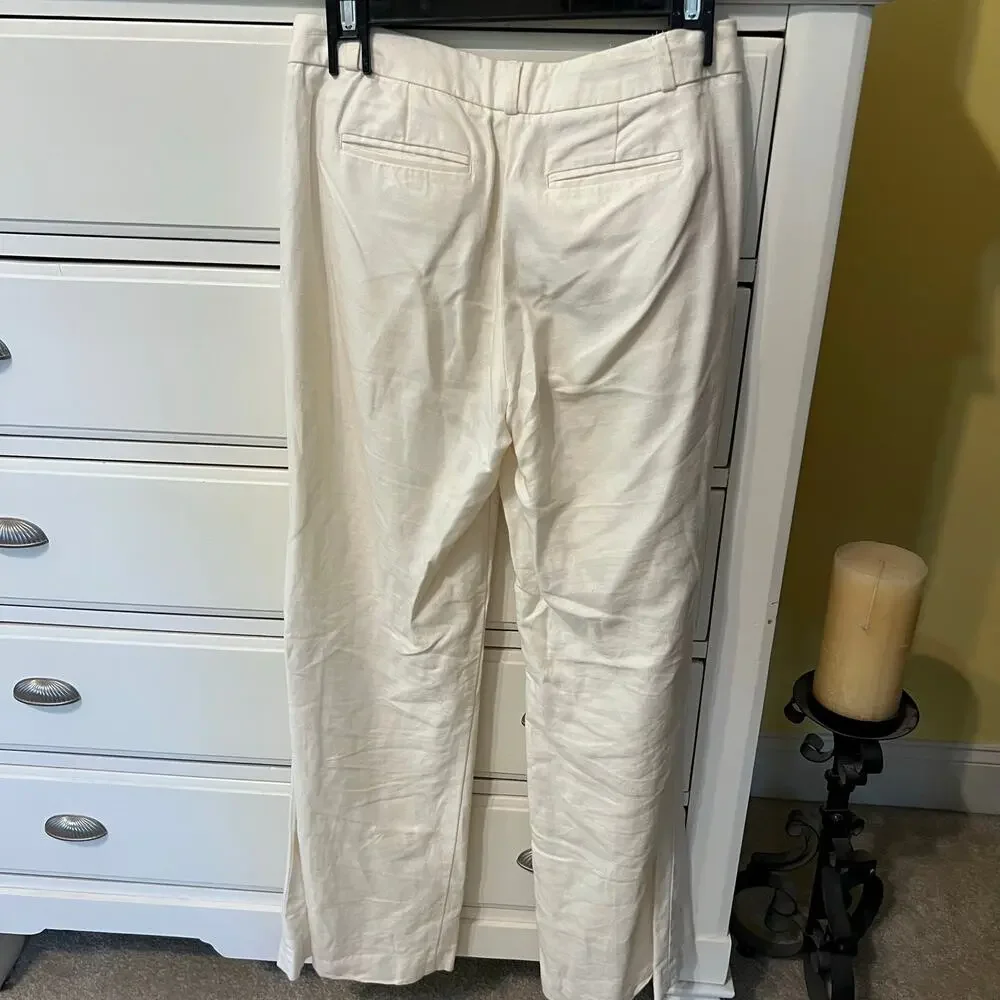 Banana Republic Linen Blend Cream Ivory Wide Leg Pants Summer Vacation Office